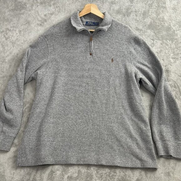 Polo Ralph Lauren Other - Polo Ralph Lauren 1/4 Zip Sweater Mens XL Gray Knit Estate Rib Flesh Pony Preppy